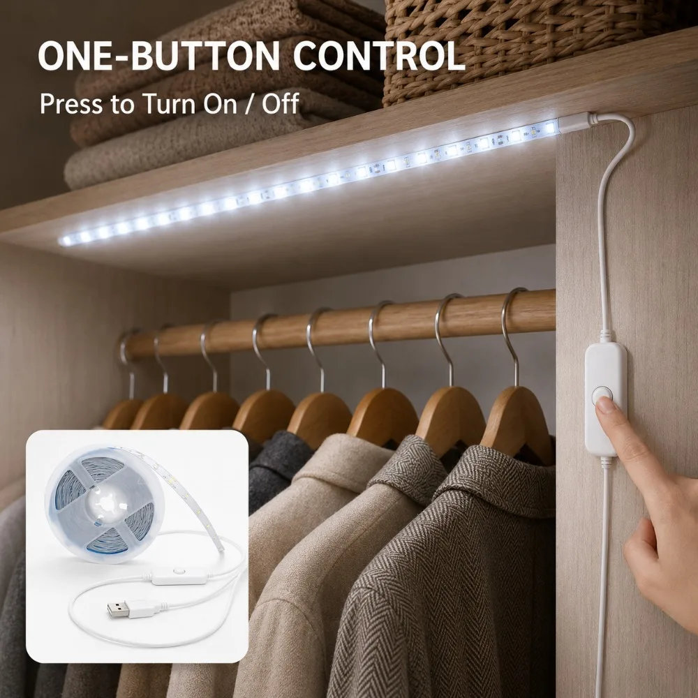 LED 스트립 조명, USB 버튼으로 제어, 5V 안전 - Led Strip Lights 리뷰 및 가격