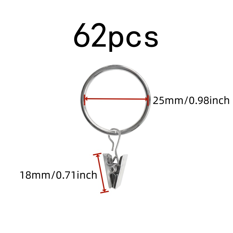 62개 25mm 금속 커튼 걸이 링, 간편하게 막대에  - Curtain Rods 리뷰 및 가격