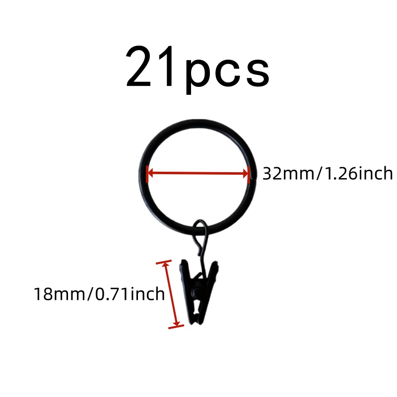 21개의 튼튼한 금속 링 32mm 커튼 클립 링, 침실 - Curtain Rods 리뷰 및 가격