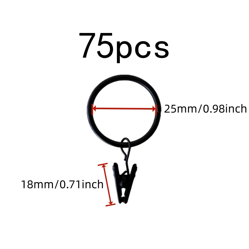 침실 창 커튼용 25mm 커튼 클립 링 75개, 튼튼한 - Curtain Rods 리뷰 및 가격