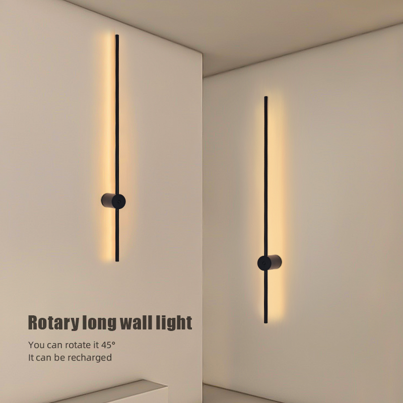 현대적인 충전식 LED 벽등 블랙 알루미늄 바디 선형  - Light Switch 리뷰 및 가격